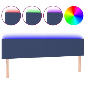 Cabecero con LED de tela azul 160x5x78/88 cm H