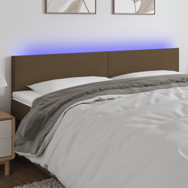 Cabecero con LED de tela marrón oscuro 200x5x78/88 cm D