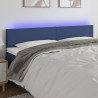 Cabeceira de cama c/ luzes LED tecido 200x5x78/88 cm azul 1