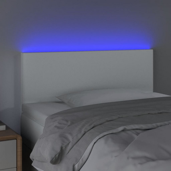 Cabecero con LED cuero sintético blanco 90x5x78/88 cm M 3