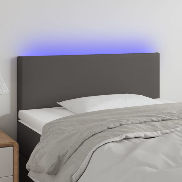 Cabecero con LED cuero sintético gris 90x5x78/88 cm D
