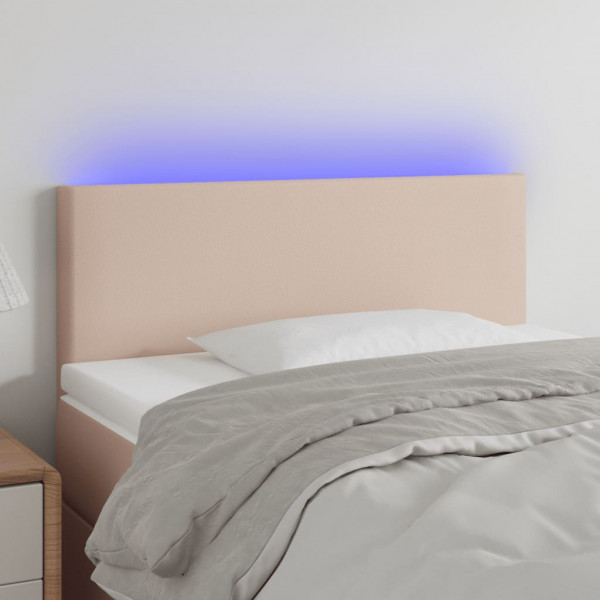 Cabecero con LED cuero sintético color capuchino 90x5x78/88 cm D