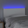 Cabeceira de cama c/ LED couro artificial 100x5x78/88 cm branco 3