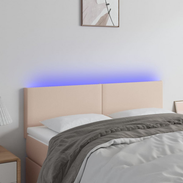 Cabecero con LED cuero sintético color capuchino 144x5x78/88 cm D