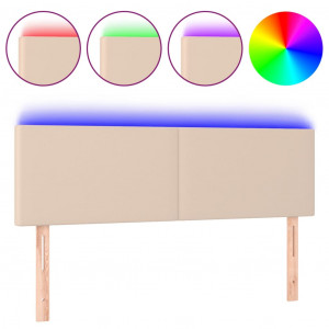 Cabecero con LED cuero sintético color capuchino 144x5x78/88 cm H