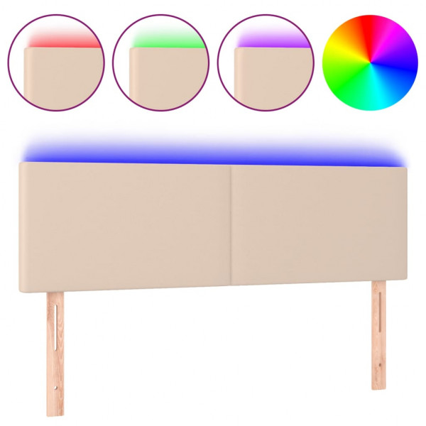 Cabecero con LED cuero sintético color capuchino 144x5x78/88 cm M 2