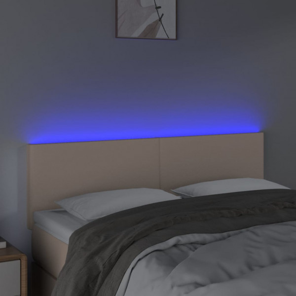 Cabecero con LED cuero sintético color capuchino 144x5x78/88 cm M 3