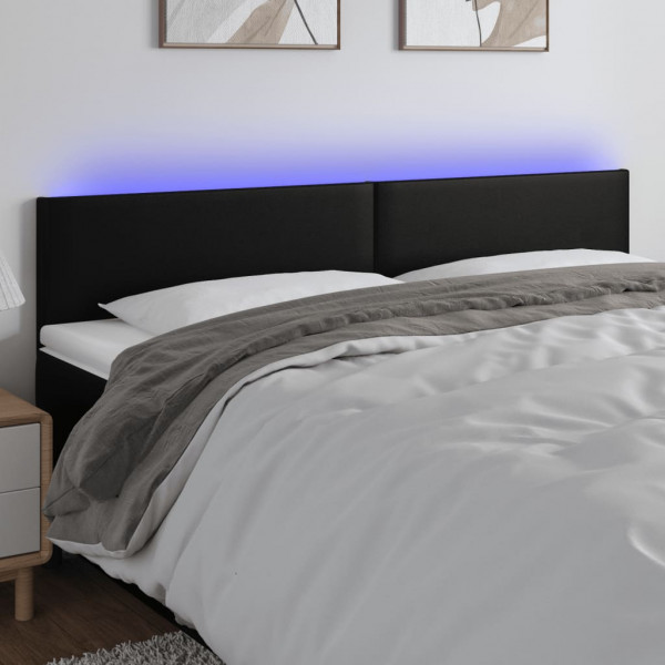 Cabecero con LED cuero sintético negro 160x5x78/88 cm D