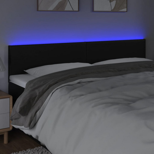 Cabecero con LED cuero sintético negro 160x5x78/88 cm M 3
