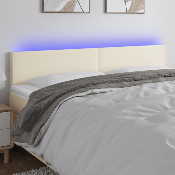 Cabecero con LED cuero sintético color crema 160x5x78/88 cm D