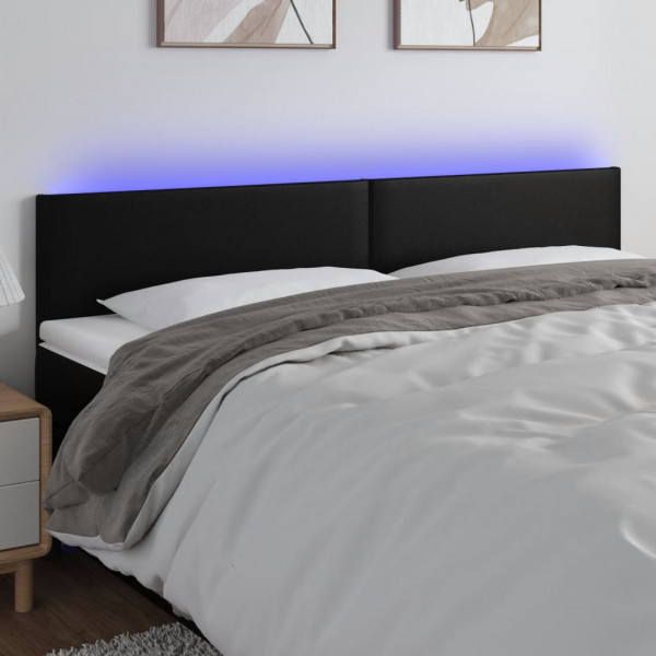 Cabecero con LED cuero sintético negro 180x5x78/88 cm D