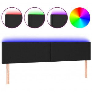 Cabecero con LED cuero sintético negro 180x5x78/88 cm H