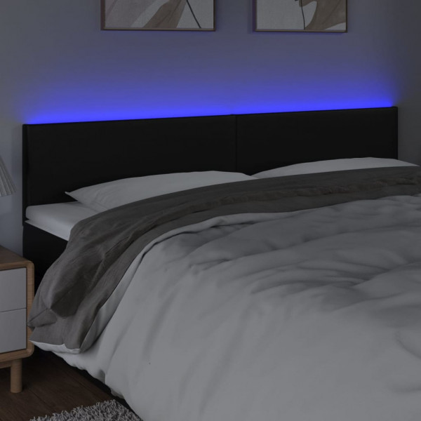 Cabecero con LED cuero sintético negro 180x5x78/88 cm M 3