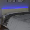 Cabeceira de cama c/ LED 180x5x78/88 cm couro artificial creme 3