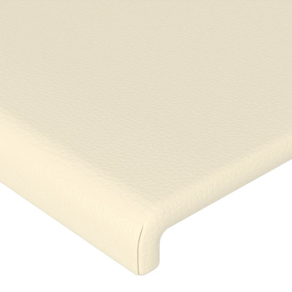 Cabeceira de cama c/ LED 180x5x78/88 cm couro artificial creme M 5