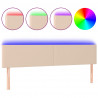 Cabecero con LED cuero sintético color capuchino 200x5x78/88 cm 2