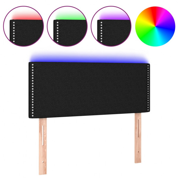 Cabecero con LED de tela negro 80x5x78/88 cm M 2