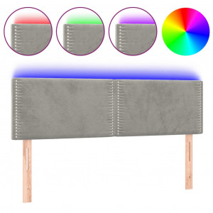 Cabecero con LED de terciopelo gris claro 144x5x78/88 cm H