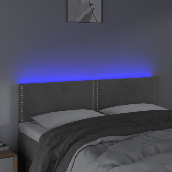 Cabecero con LED de terciopelo gris claro 144x5x78/88 cm M 3