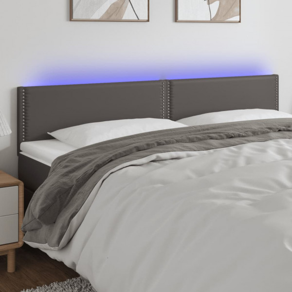 Cabecero con LED cuero sintético gris 180x5x78/88 cm D