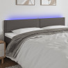 Cabecero con LED cuero sintético gris 180x5x78/88 cm 1