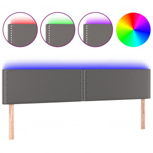 Cabecero con LED cuero sintético gris 180x5x78/88 cm H