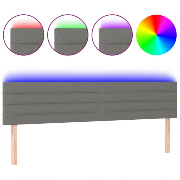 Cabecero con LED de tela gris oscuro 200x5x78/88 cm M 2
