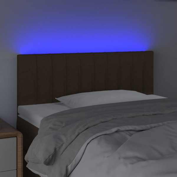 Cabeceira de cama c/ luzes LED tecido 90x5x78/88 cm castanho M 3