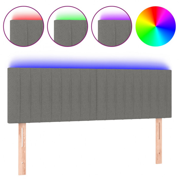 Cabecero con LED de tela gris oscuro 144x5x78/88 cm M 2