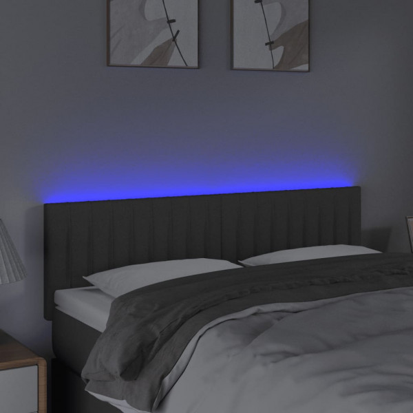 Cabecero con LED de tela gris oscuro 144x5x78/88 cm M 3