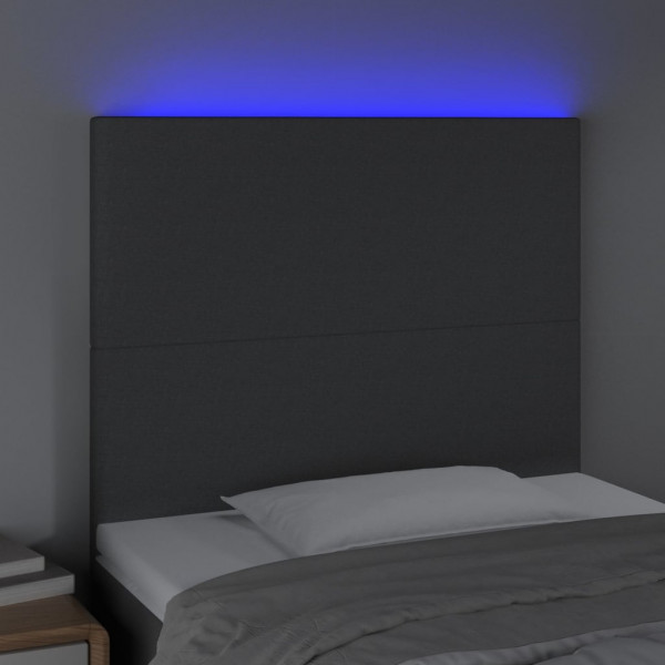 Cabecero con luces LED tela gris oscuro 80x5x118/128 cm M 3