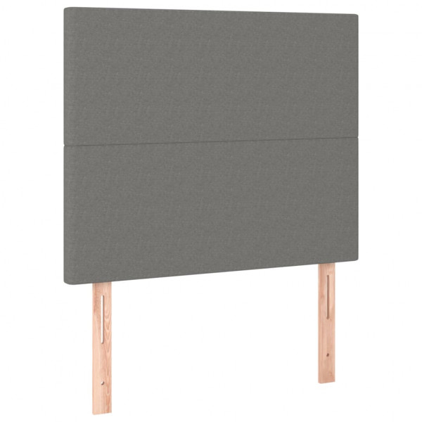Cabeceira de cama c/ LED tecido 80x5x118/128 cm cinza-escuro M 4