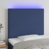 Cabecero con luces LED tela azul 80x5x118/128 cm 1