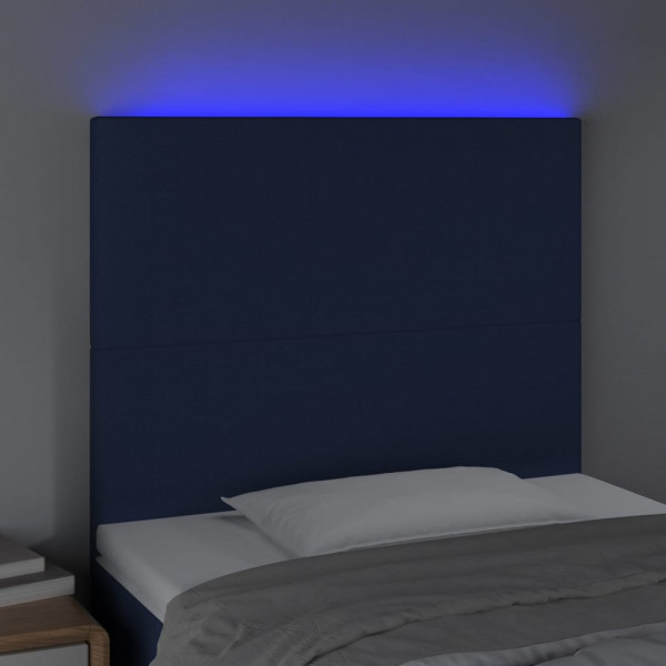 Cabecero con luces LED tela azul 80x5x118/128 cm M 3