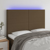 Cabeceira de cama c/ luzes LED tecido 144x5x118/128cm castanho 1