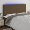 Cabecero con luces LED tela marrón oscuro 160x5x118/128 cm 1