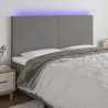 Cabecero con luces LED tela gris oscuro 200x5x118/128 cm 1