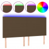 Cabeceira de cama c/ LED tecido 200x5x118/128 cm castanho 2