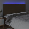 Cabecero con luces LED tela marrón oscuro 200x5x118/128 cm 3