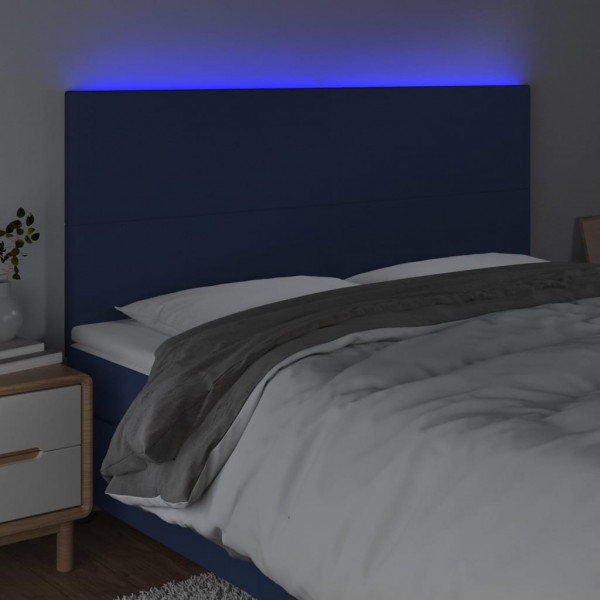 Cabecero con luces LED tela azul 200x5x118/128 cm M 3
