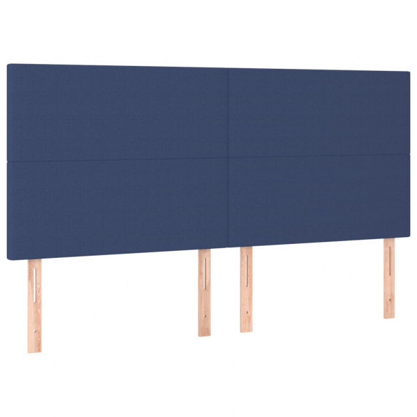 Cabeceira de cama c/ luzes LED tecido 200x5x118/128 cm azul M 4