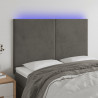 Cabeceira de cama c/ LED veludo 144x5x118/128 cm cinza-escuro 1
