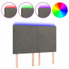 Cabecero con luces LED terciopelo gris oscuro 144x5x118/128 cm 2
