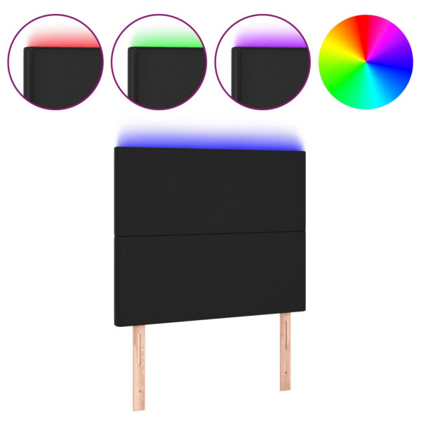 Cabecero con luces LED cuero sintético negro 90x5x118/128 cm M 2