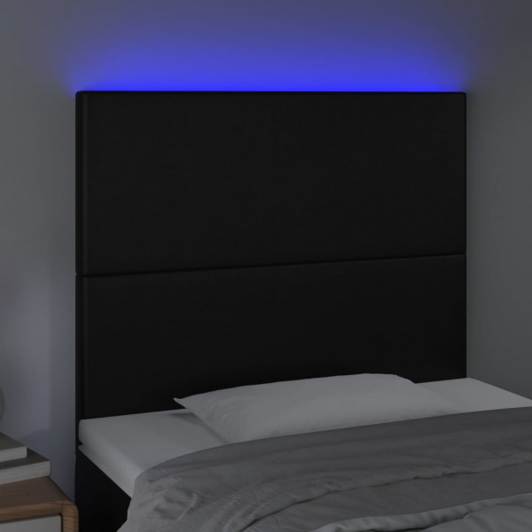 Cabecero con luces LED cuero sintético negro 90x5x118/128 cm M 3