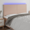 Cabecero luces LED cuero sintético capuchino 160x5x118/128cm 1