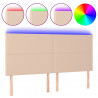 Cabeceira cama c/ LED couro artif. 160x5x118/128 cm cappuccino 2