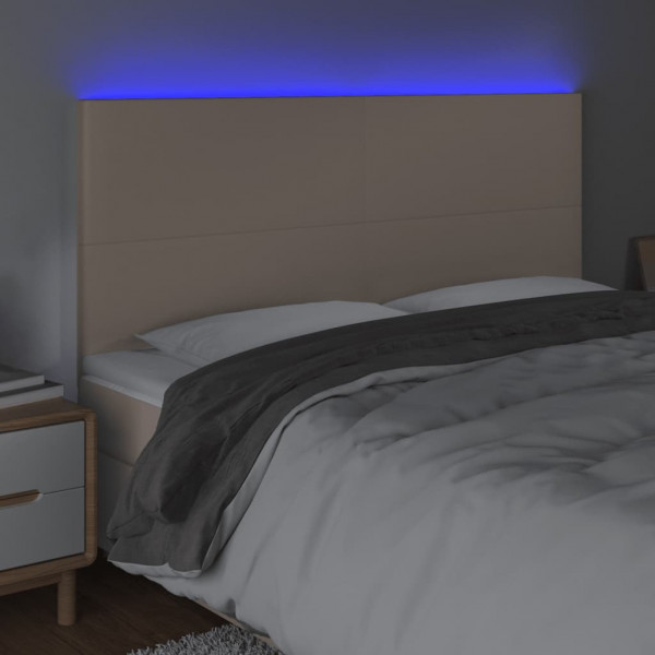 Cabecero luces LED cuero sintético capuchino 160x5x118/128cm M 3