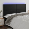 Cabeceira cama c/ LED couro artificial 180x5x118/128 cm preto 1