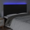 Cabeceira cama c/ LED couro artificial 180x5x118/128 cm preto 3